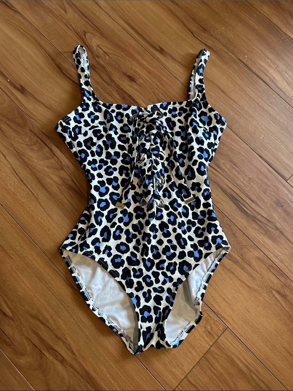 MICHAEL Michael Kors Blue and Black Leopard-Spot One-Piece Swimsuit